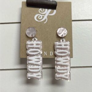 Plunder Design Fashion Jewelry Howdy Pink Acrylic Cowgirl Drop Dangle Earrings